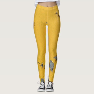 Leggings Metalizado amarillo roto: textura sucia.