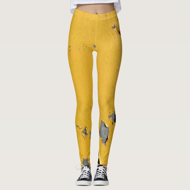 Leggings Metalizado amarillo roto: textura sucia. (Anverso)