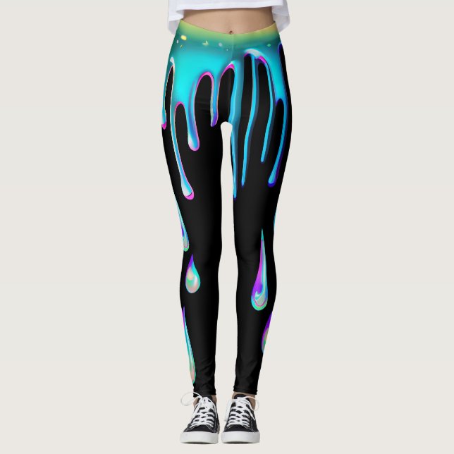 Leggings Metalizado goteo holográfico del arco iris (Anverso)