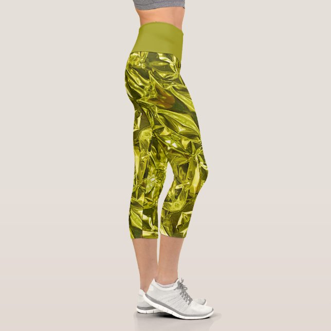 Leggings Metallic Abstract 101 Verde Lima Capri (Derecha)