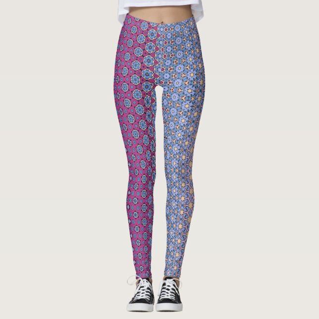 Leggings Metamorfo floral de estrella morada (Anverso)