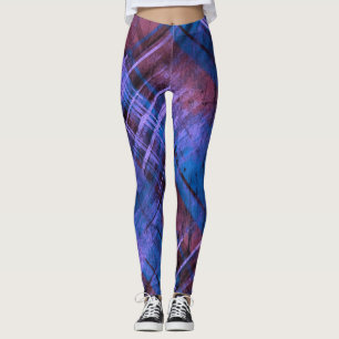 Leggings Mezcla de Borgoña Azul Púrpura con Tartán alterado