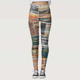 Leggings Mezcla de collage de mosaico, impresión de trama d