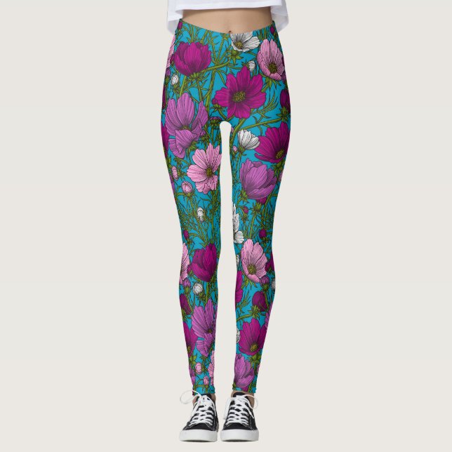 Leggings Mezcla de cosmos en azul (Anverso)