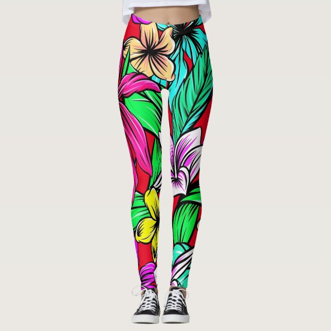 Leggings Mezcla de Flores Tropicales Thunder_Cove (Anverso)