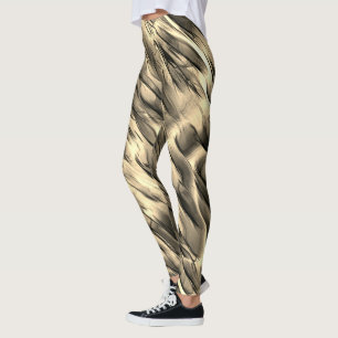 Leggings Mezcla de manchas opacas y cromadas de color beige