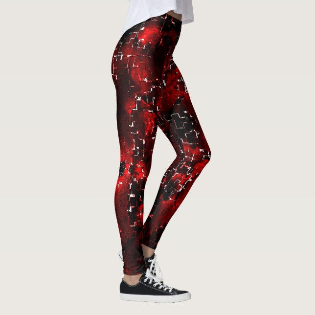 Leggings Mezcla de pétalos rojos llamativos y rústicos bajo (Derecha)