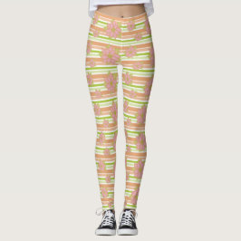 Leggings Mezcla de Stripe y Floral