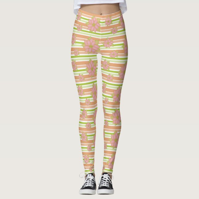 Leggings Mezcla de Stripe y Floral (Anverso)
