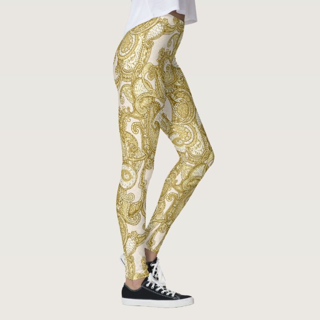 Leggings Mezcla lujosa Paisley del oro (Derecha)
