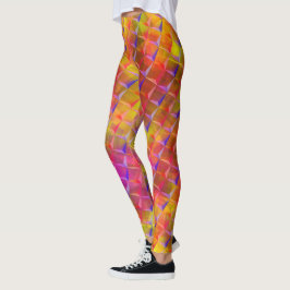 Leggings Mezclar amarillo, rojo, naranja, lílaco y triángul