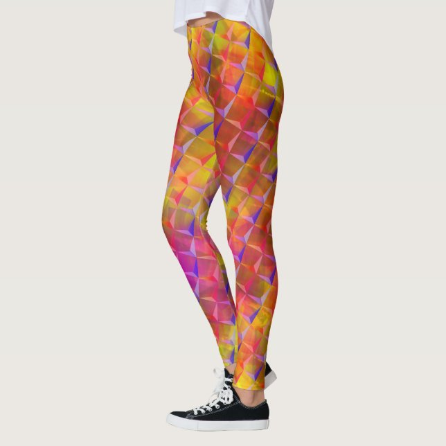 Leggings Mezclar amarillo, rojo, naranja, lílaco y triángul (Izquierda)