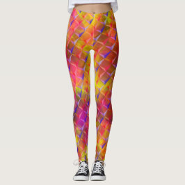 Leggings Mezclar amarillo, rojo, naranja, lílaco y triángul