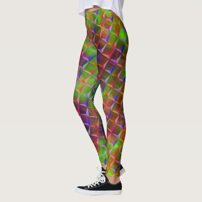 Leggings Mezclar verde, rojo, marrón, lilac 3D o triángulos (Izquierda)