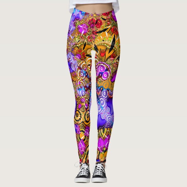 Leggings Mezcolanza colorida del fractal (Anverso)