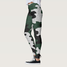 Leggings Michigan Green & White Warrior Camo Printed