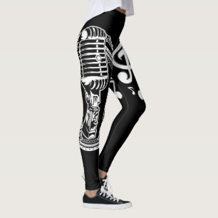 Leggings Micrófono y notas de la música