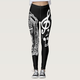 Leggings Micrófono y notas de la música