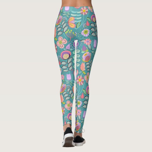 Leggings Midcentury Floral Green (Reverso)