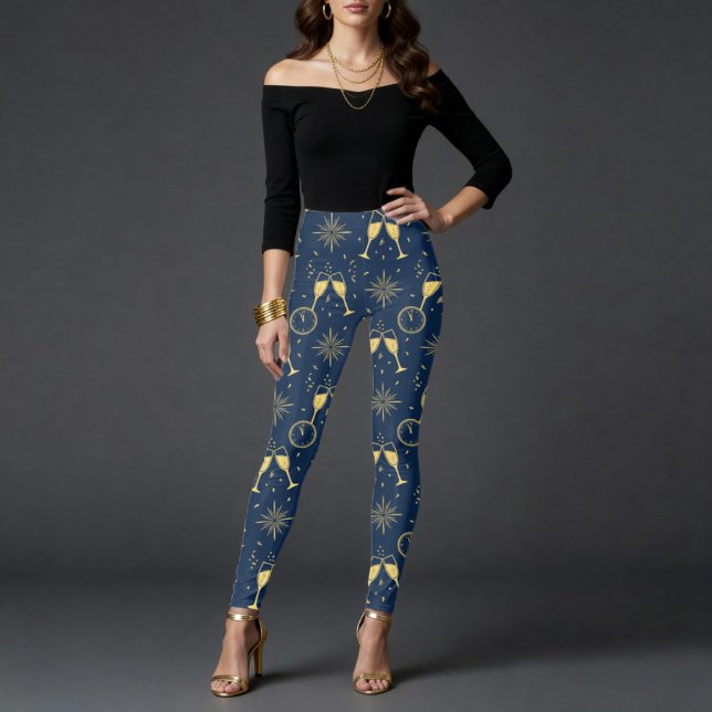 Leggings Midnight Champagne Toast New Year's Eve (Subido por el creador)