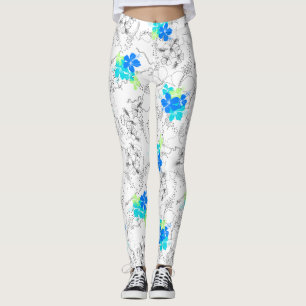 Leggings Midnight Garden Hawaii Tropical Floral