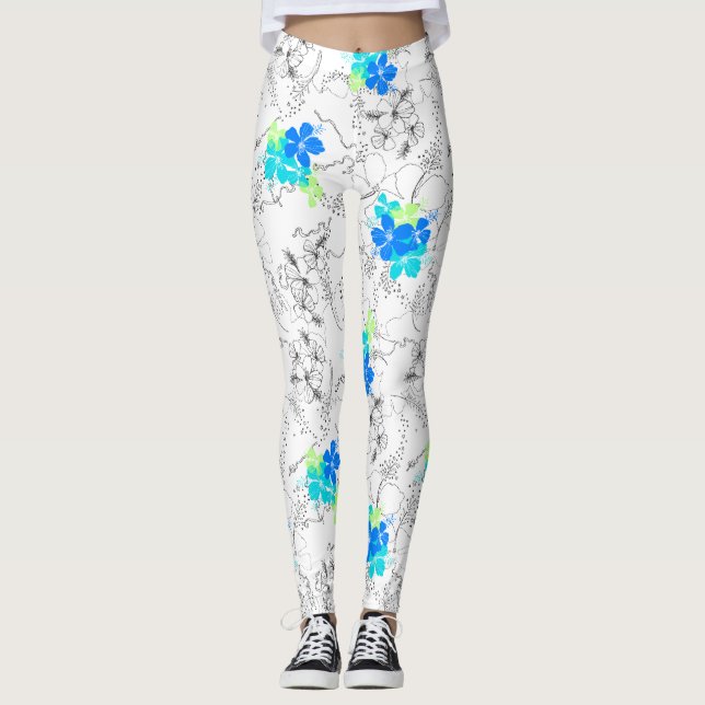 Leggings Midnight Garden Hawaii Tropical Floral (Anverso)