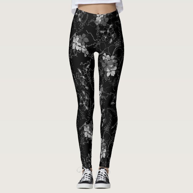 Leggings Midnight Garden Hawaii Tropical Floral (Anverso)