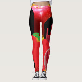 Leggings Mikitiez calavera roja veneno de manzana tóxica ve