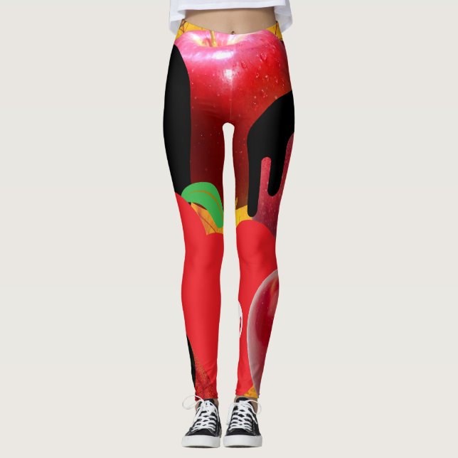 Leggings Mikitiez calavera roja veneno de manzana tóxica ve (Anverso)