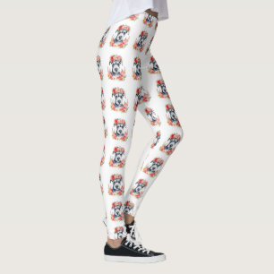 Leggings Mini Schnauzer Floral