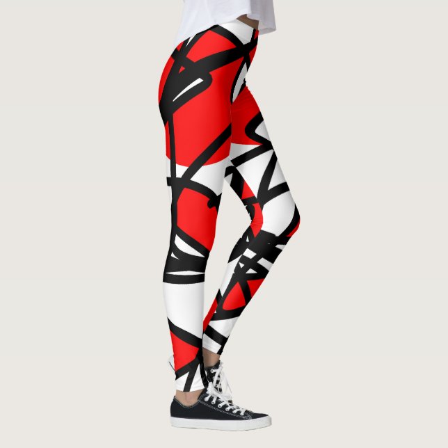 Leggings Minimalismo blanco rojo y negro abstracto (Derecha)