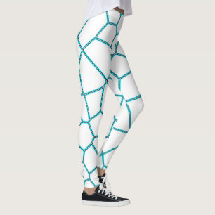 Leggings Minimalismo Resumen Células blancas color turquesa