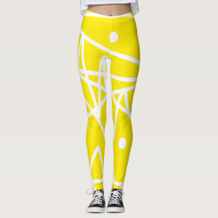 Leggings Minimalismo Resumen Patrón de arte Amarillo Blanco