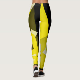 Leggings Minimalismo Resumen Patrón de arte Blanco amarillo