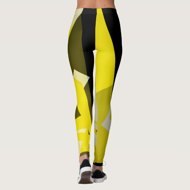 Leggings Minimalismo Resumen Patrón de arte Blanco amarillo (Reverso)