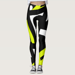 Leggings Minimalismo Resumen Patrón de arte Blanco amarillo