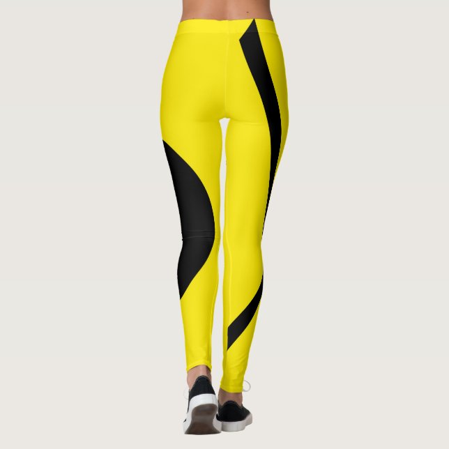 Leggings Minimalismo Resumen Patrón de arte Negro Amarillo (Reverso)