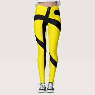 Leggings Minimalismo Resumen Patrón de arte Negro Amarillo