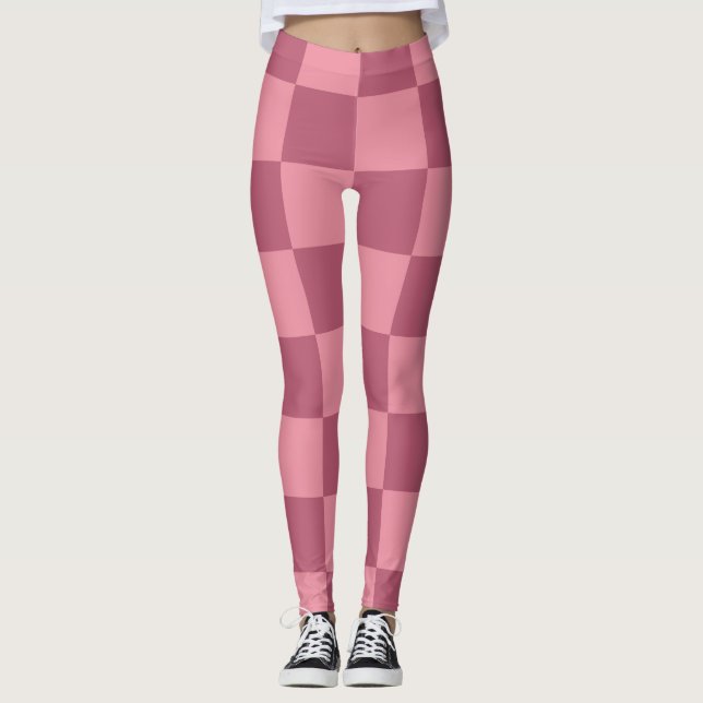 Leggings Minimalist Pink Checkerboard Pattern (Anverso)
