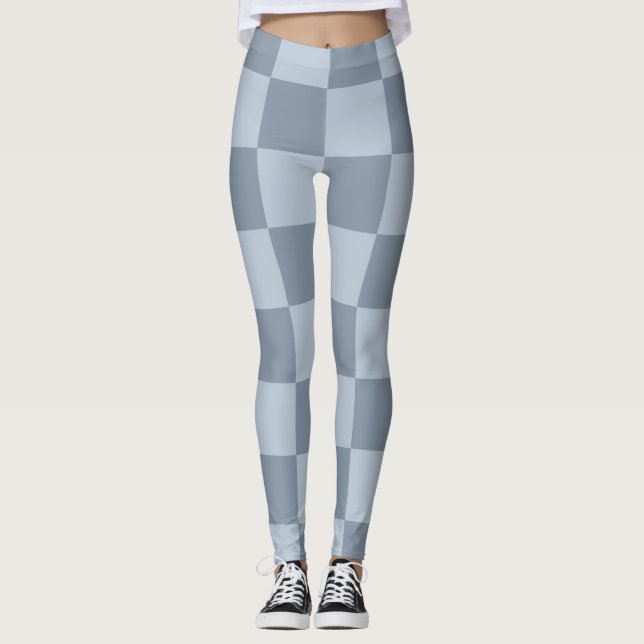 Leggings Minimalist Powder Blue Checkerboard Pattern (Anverso)