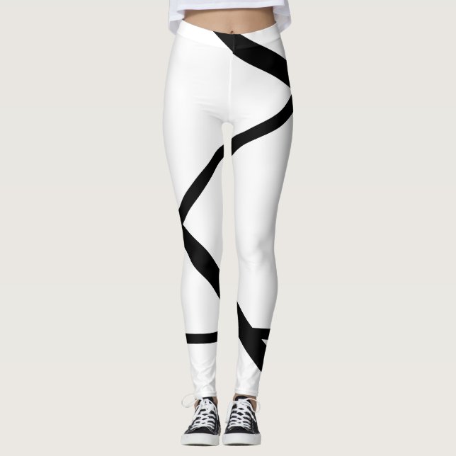 Leggings Minimalista moderno de línea negra y blanca (Anverso)