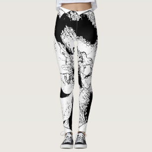 Leggings minimalistas de mujeres florales negras y