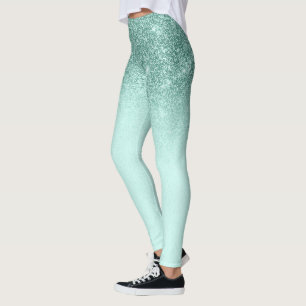 Leggings Mint Green Glam Purpurina Sparkle Ombre Trendy