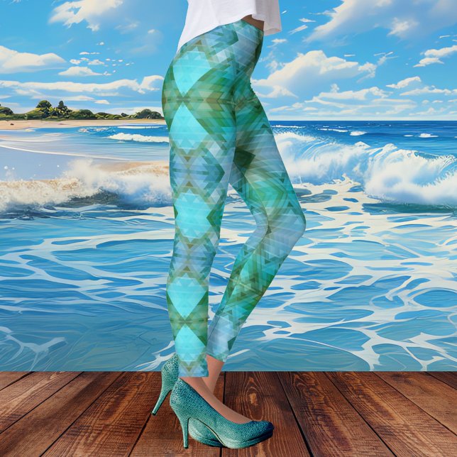 Leggings Mint Turquoise Abstract Geometric Pattern Leging (Subido por el creador)