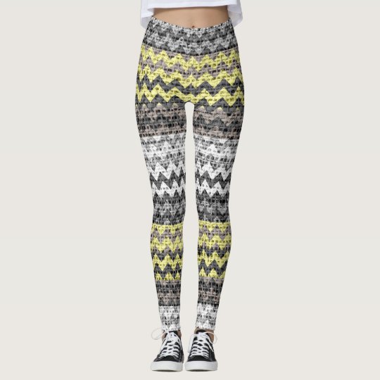 Leggings Mirada blanca amarilla gris de la arpillera del