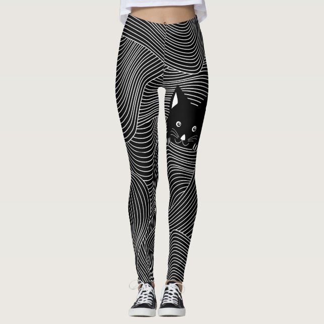 Leggings Mire a escondidas las polainas de un gato del (Anverso)