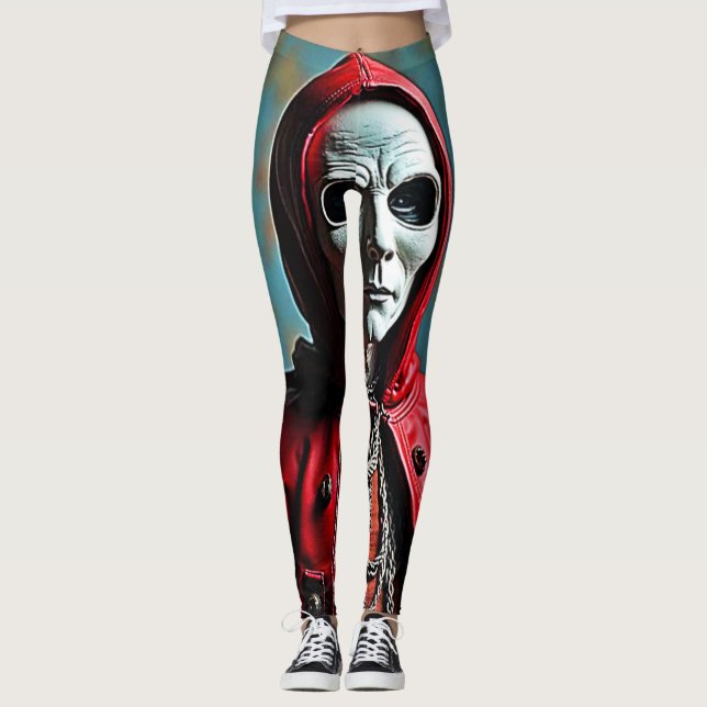 Leggings Misteriosa figura de cráneo encapuchada (Anverso)