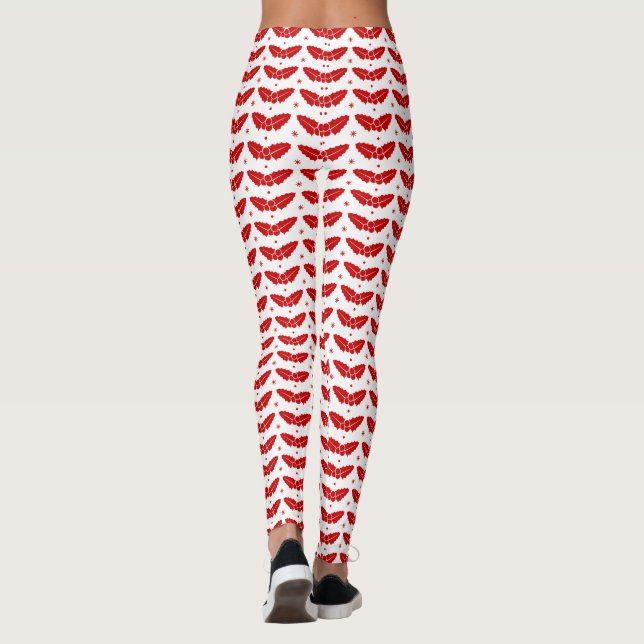 Leggings Mistletas rojos sobre Navidades de fondo blanco (Reverso)