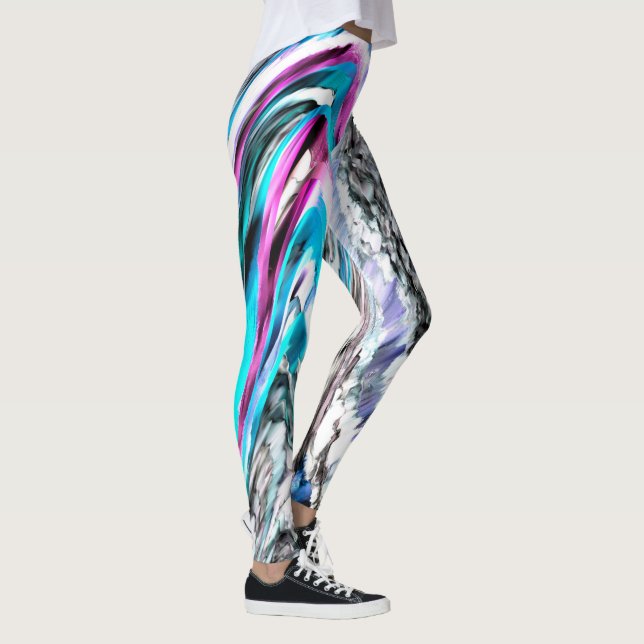 Leggings Misto de gradiente e chuviscado, ciano y rosa (Derecha)