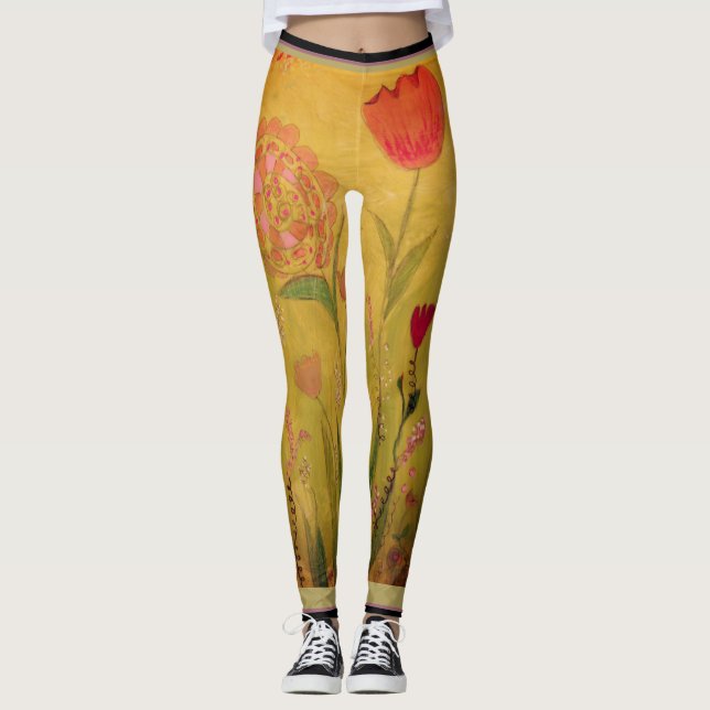 Leggings - Mixed Media Flowers (Anverso)